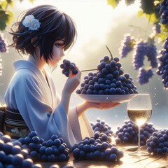 Wall Mural - woman with grapes