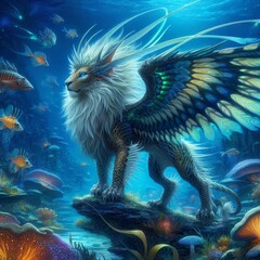 Wall Mural - underwater fantasy lion