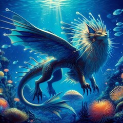 Wall Mural - underwater fantasy lion