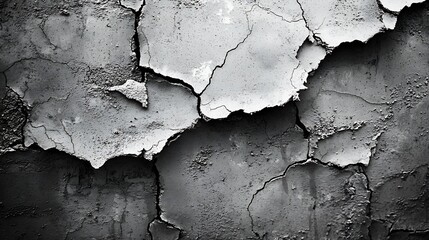 Poster - Old Grunge Wall Background in Black and White Stucco Texture : Generative AI