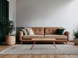 © free - Modern Living Room with Brown Sofa and Wooden Coffee Table