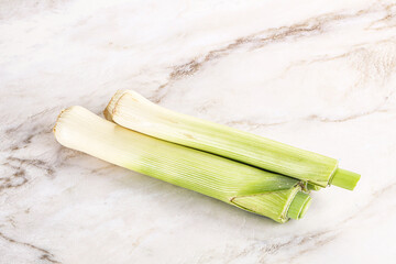 Raw natural ripe organic leek onion