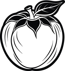 Wall Mural - Persimmon fruits silhouette vector icon, illustration on black and white.