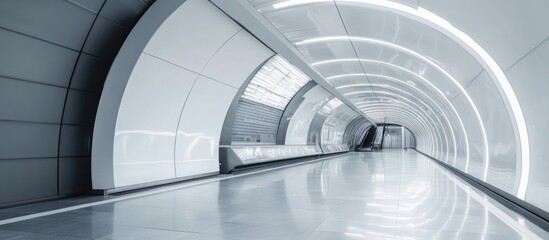 Poster - Futuristic Subway Tunnel with White Walls