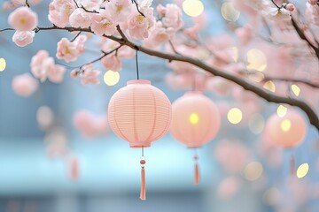 Canvas Print - Stunning Tree Blossoming with Vibrant Pink Flowers Against a Clear Blue Sky, Capturing the Essence of Spring and Natural Beauty in Full Bloom