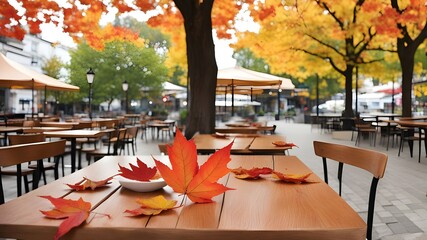 cafe with autumn