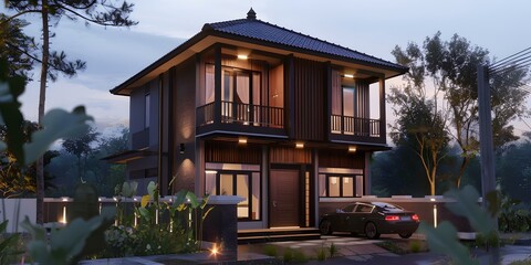 Modern Minimalist Two Story House with Balcony