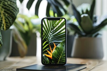 Green Tropical Leaves Phone Screen Mockup