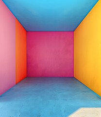 Canvas Print - Abstract Room With Colorful Walls And Blue Floor