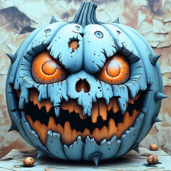 scary funny halloween pumpkins , concept art illustration