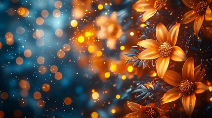 Poster - Night Garland Bokeh Blurred Background Texture : Generative AI