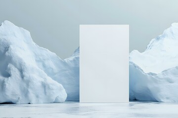 Blank Poster Mockup with Blue Ice Mountains