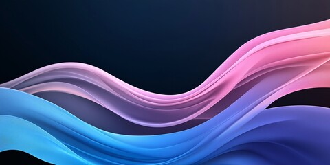 Wall Mural - Abstract Waves of Color: Flowing, abstract waves of vibrant pink, blue, and purple blend seamlessly against a dark background, creating a visually captivating and dynamic design. 