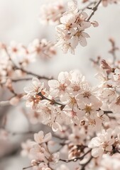 Wall Mural - Delicate Pink Cherry Blossoms Blooming in Spring