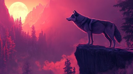 Sticker - a cool amazing wolf illustration background for wallpaper in HD