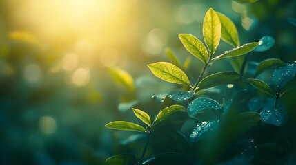 Fototapete - Abstract Green Nature Background : Generative AI
