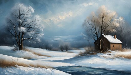 Wall Mural - subtle winter canvas texture with soft icy tones and delicate frost patterns