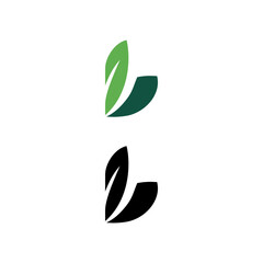 b leaf icon green and black l...