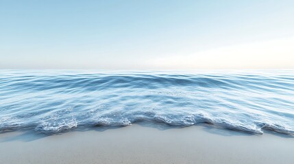 Generative AI Image of Gentle Sea Waves on the Beach with Brownish Sand at Bright Day Wallpaper