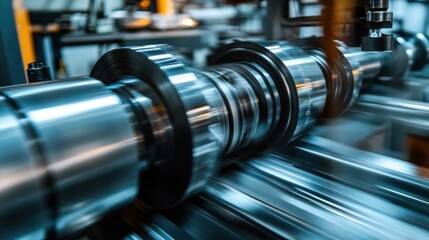 Wall Mural - Close-up of factory machinery in motion, showcasing the precision and technology behind modern production, industrial environment