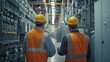 © chutikan - Engineers inspecting the electrical systems of a large-scale electric power plant, machinery humming,