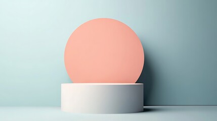 Wall Mural - A White Cylinder on a Blue and Peach Background