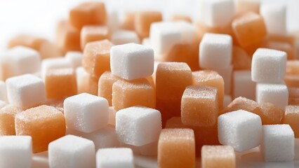 Closeup of Sugar Cubes on a white background