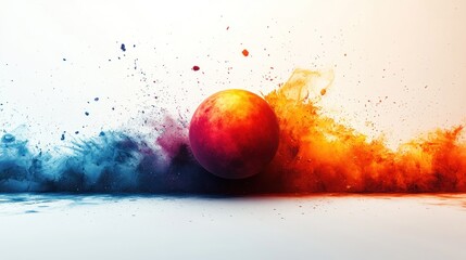 Poster - Abstract representation of a planet amidst colorful splashes.