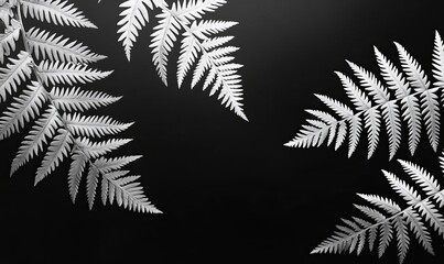 Sticker - Silver Fern Leaves on Black