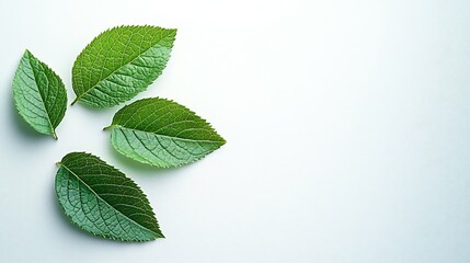 Poster - Pair of Fresh Natural Green Leaves on white background : Generative AI