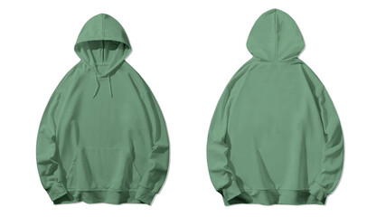 Green Hoodie Mockup, Front and Back View for Design