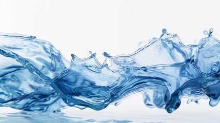 Fluidity in Blue Capturing the Dynamic Water Splash in Motion with Translucent Details on a White Background - A Stunning Representation of Natural Beauty