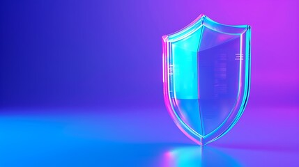 Sticker - A vibrant shield design illuminated with neon colors, symbolizing protection and security in a modern digital landscape.