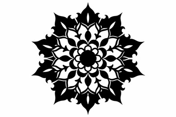 Ornamental luxury mandala silhouette black on white background vector art illustration