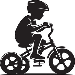 Wall Mural - Tricycle riding silhouette vector illustration isolated on a white background