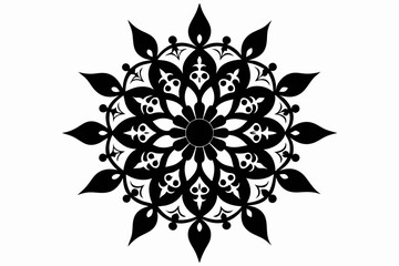 Ornamental luxury mandala silhouette black on white background vector art illustration