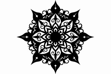 Ornamental luxury mandala silhouette black on white background vector art illustration