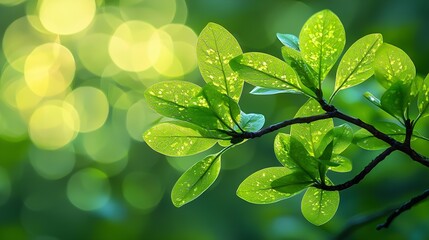 Fototapete - Green Nature Bokeh : Generative AI