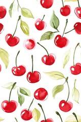 Wall Mural - Watercolor Cherry Pattern.