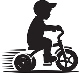 Wall Mural - Tricycle riding silhouette vector illustration isolated on a white background