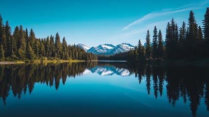 Generative AI Image of Vast Lake with Majestic Mountain Cliff and Tropical Forest Wallpaper