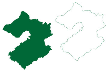  Karauli district (Rajasthan State, Republic of India) map vector illustration, scribble sketch Karauli map