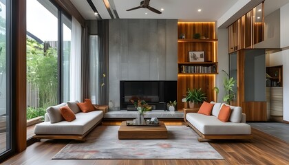 Modern interior design showcasing elegant decor and stylish furnishings in a contemporary house setting