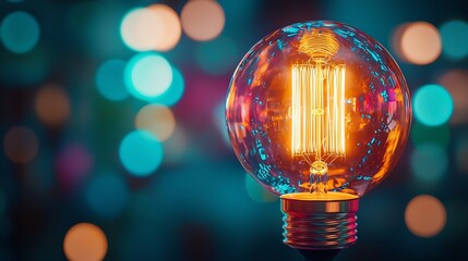 Poster - Color Light Bulbs Bokeh : Generative AI
