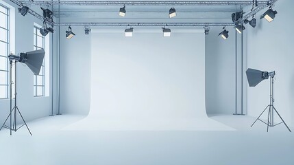 Leinwandbilder - Empty White Studio Backdrop in Vector EPS 10 : Generative AI
