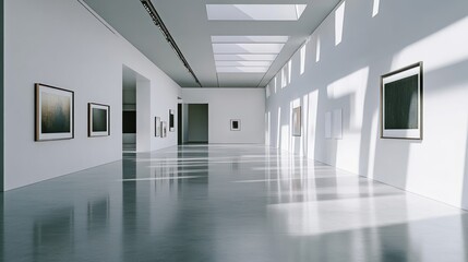 Canvas Print - Sunlight Streaming Through Skylights in a Minimalist Gallery