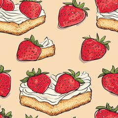 Canvas Print - Strawberry Cake Pattern.