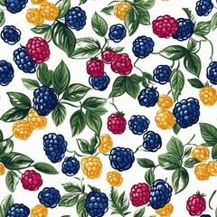 Wall Mural - Blackberry Pattern.