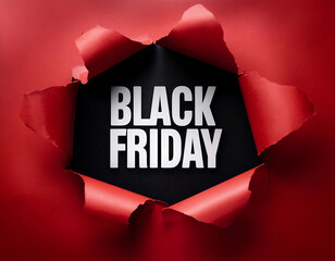 Wall Mural -  Black Friday promotional banner with torn paper hole, perfect for sale announcements or mar_1(69)