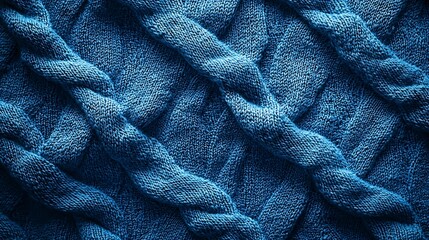 Poster - Blue Knitted Fabric Texture Background : Generative AI